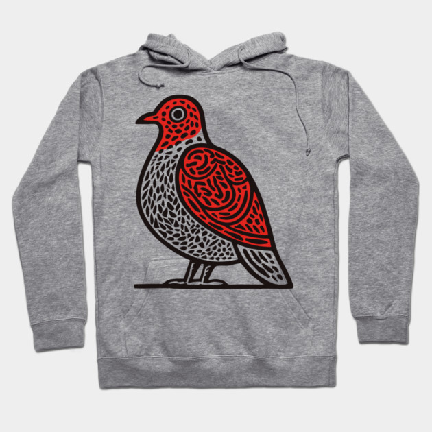 Linocut Bird Art Print - Nature Lover Gift Hoodie by TuncGK