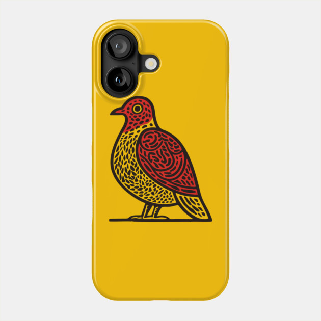 Linocut Bird Art Print - Nature Lover Gift Phone Case by TuncGK
