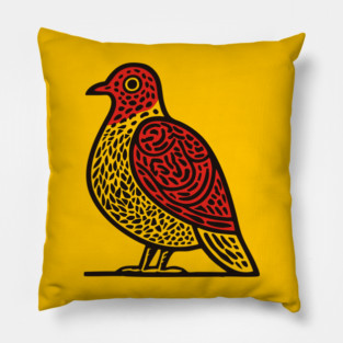 Linocut Bird Art Print - Nature Lover Gift Pillow
