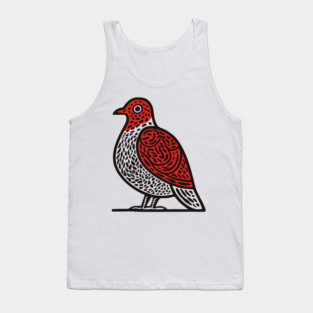 Linocut Bird Art Print - Nature Lover Gift Tank Top