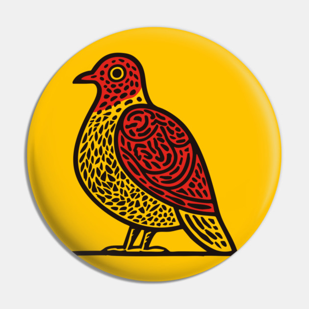 Linocut Bird Art Print - Nature Lover Gift Pin by TuncGK