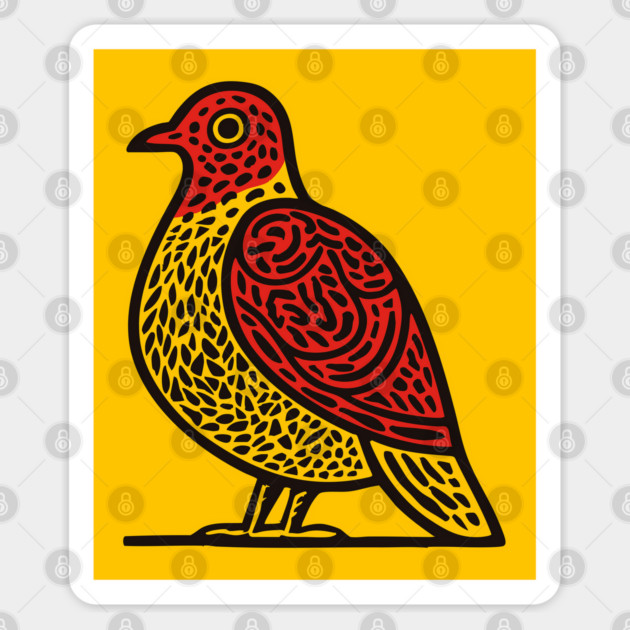 Linocut Bird Art Print - Nature Lover Gift Sticker by TuncGK