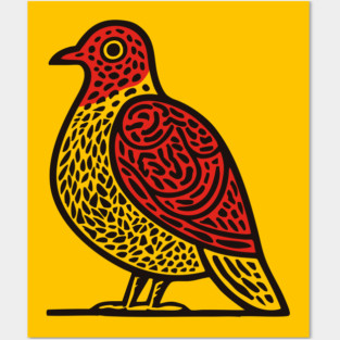 Linocut Bird Art Print - Nature Lover Gift Posters and Art