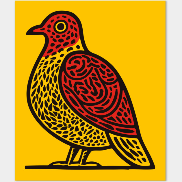 Linocut Bird Art Print - Nature Lover Gift Wall Art by TuncGK