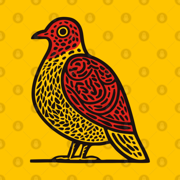 Linocut Bird Art Print - Nature Lover Gift by TuncGK