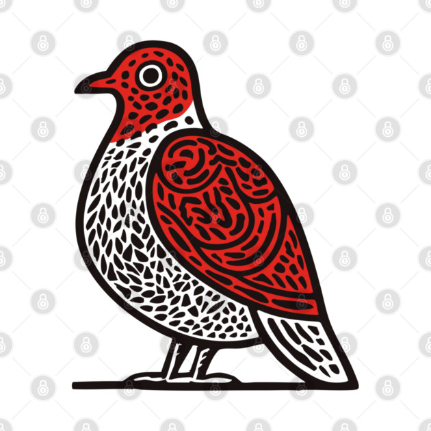 Linocut Bird Art Print - Nature Lover Gift by TuncGK