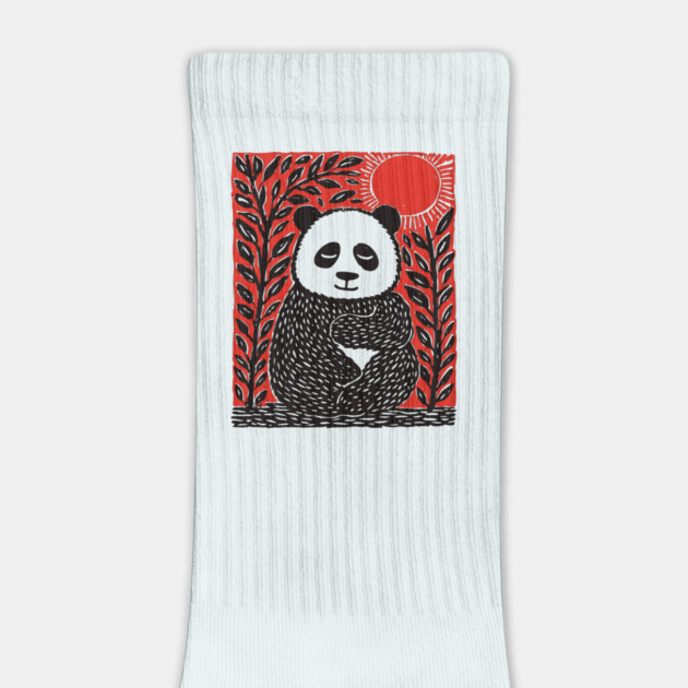 Panda Bear Linocut Art - Wildlife Conservation Gift by TuncGK