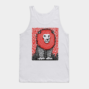 Majestic Lion Linocut Art Print - Wildlife Decor Tank Top