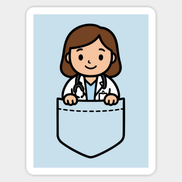 Cute Kawaii Female Doctor Pocket Cartoon Medical Nurse Magnet by Yesteeyear