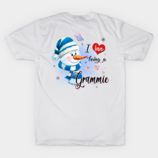 Cute Snowman Xmas I Love Being A Grammie Claus Merry Christmas T-Shirt
