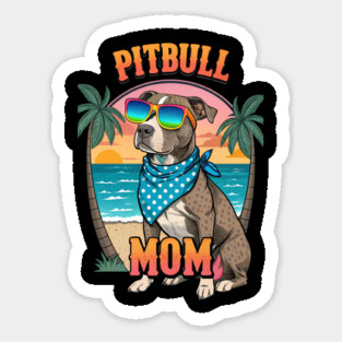 Pitbull Mom Beach Vibes – Cool Pup in Sunglasses & Sunset Style for Dog Lovers Everywhere Sticker