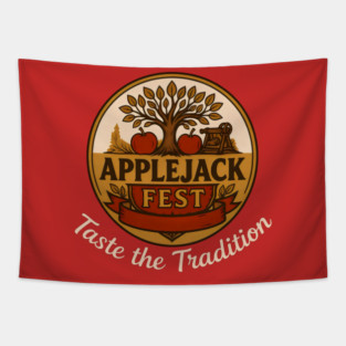 Applejack Fest Emblem in Brown and Black Earthy Palette Tapestry