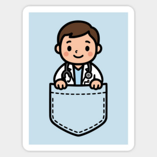 Cute Kawaii Male Doctor Pocket Cartoon Healthcare Medical Magnet
