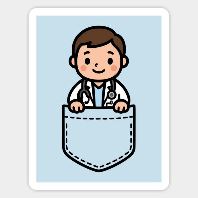 Cute Kawaii Male Doctor Pocket Cartoon Healthcare Medical Magnet by Yesteeyear