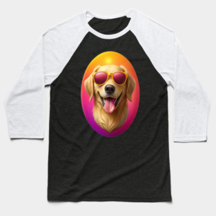 Golden Retriever in Sunglasses – Vibrant Dog Art for Pet Lovers & Sunshine Seekers Baseball T-Shirt