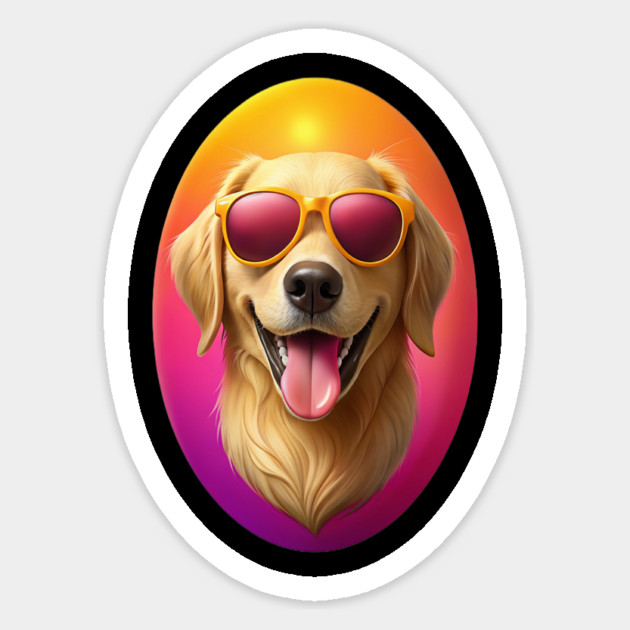 Golden Retriever in Sunglasses – Vibrant Dog Art for Pet Lovers & Sunshine Seekers Sticker by IamActiveDog