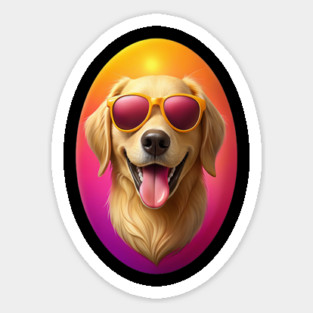 Golden Retriever in Sunglasses – Vibrant Dog Art for Pet Lovers & Sunshine Seekers Magnet