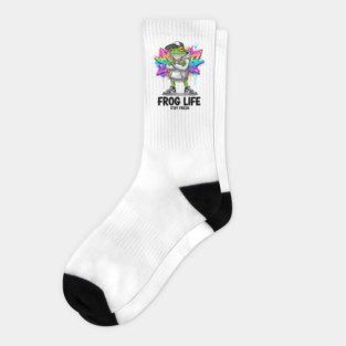 Hip Hop Frog Art with Graffiti for Street Style Lovers Funny Socks