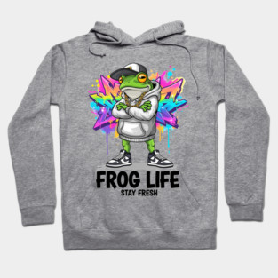 Hip Hop Frog Art with Graffiti for Street Style Lovers Funny Hoodie