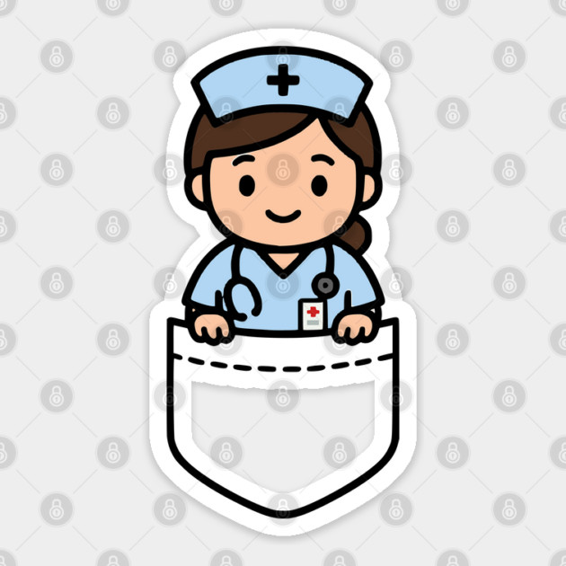 Cute Kawaii Nurse Pocket Cartoon Medical Healthcare Sticker by Yesteeyear
