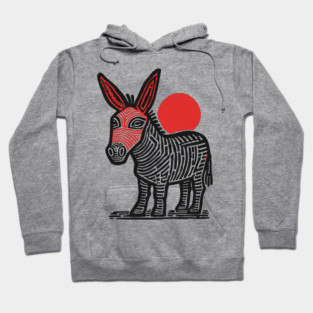 Linocut Donkey Art - Farm Animal Gift Hoodie