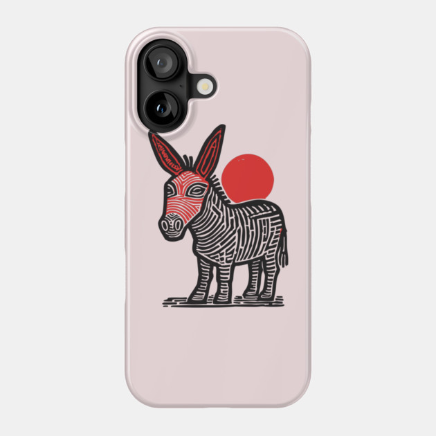 Linocut Donkey Art - Farm Animal Gift Phone Case by TuncGK