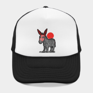 Linocut Donkey Art - Farm Animal Gift Hat