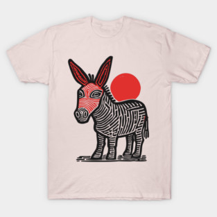 Linocut Donkey Art - Farm Animal Gift T-Shirt