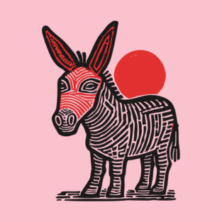 Linocut Donkey Art - Farm Animal Gift T-Shirt