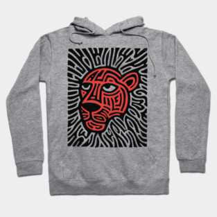 Tiger Linocut Art - Wildlife Enthusiast Gift Hoodie