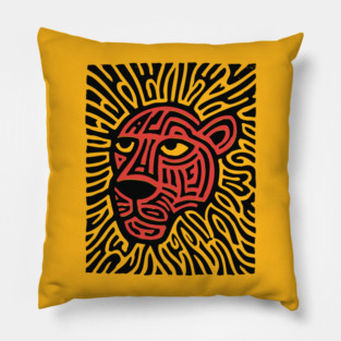 Tiger Linocut Art - Wildlife Enthusiast Gift Pillow