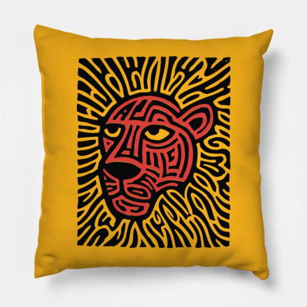 Tiger Linocut Art - Wildlife Enthusiast Gift Pillow by TuncGK