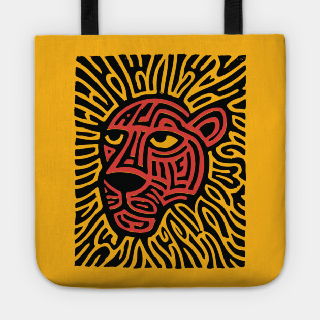 Tiger Linocut Art - Wildlife Enthusiast Gift Tote by TuncGK