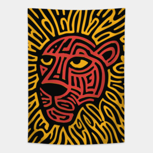Tiger Linocut Art - Wildlife Enthusiast Gift Tapestry