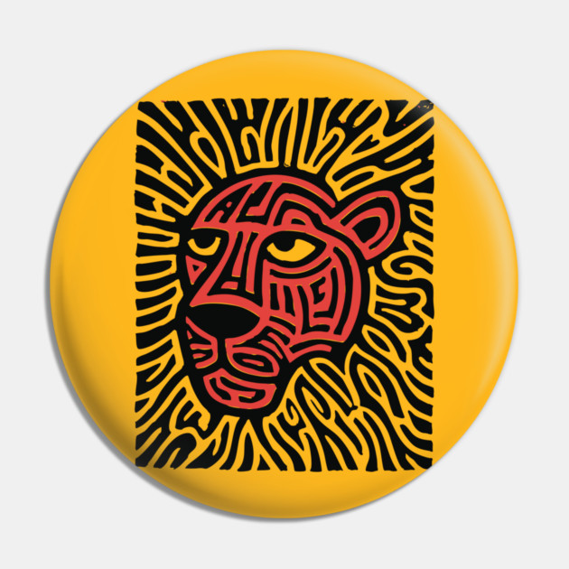 Tiger Linocut Art - Wildlife Enthusiast Gift Pin by TuncGK