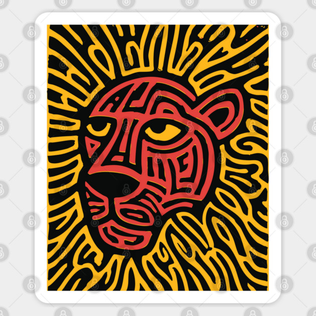 Tiger Linocut Art - Wildlife Enthusiast Gift Sticker by TuncGK