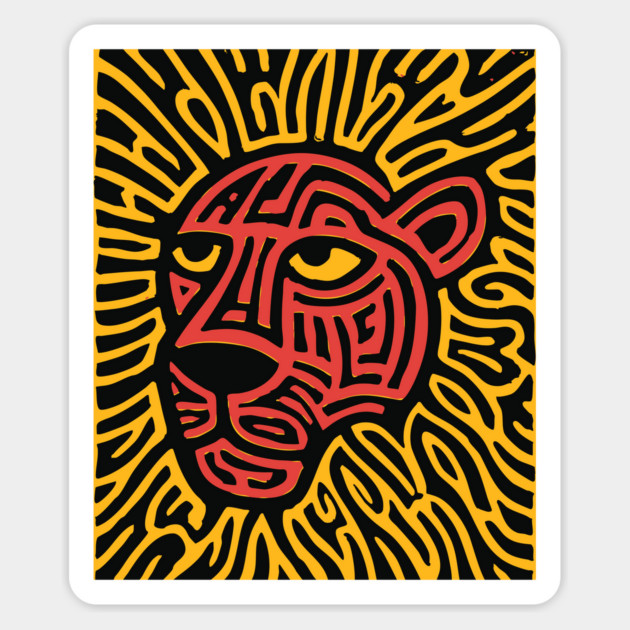 Tiger Linocut Art - Wildlife Enthusiast Gift Magnet by TuncGK