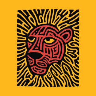 Tiger Linocut Art - Wildlife Enthusiast Gift T-Shirt