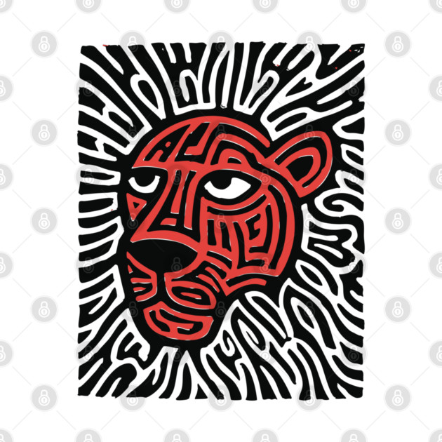 Tiger Linocut Art - Wildlife Enthusiast Gift by TuncGK