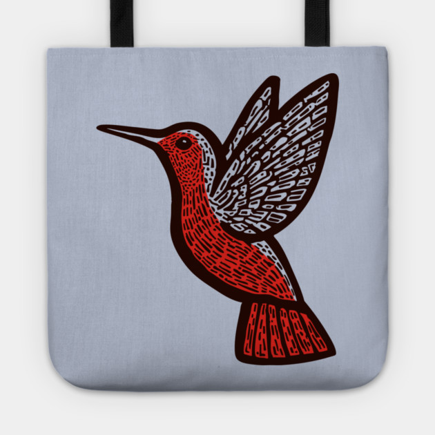 Hummingbird Linocut Art - Nature Lover Gift Tote by TuncGK