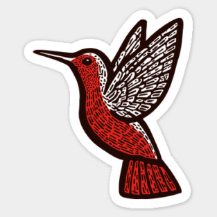 Hummingbird Linocut Art - Nature Lover Gift Sticker