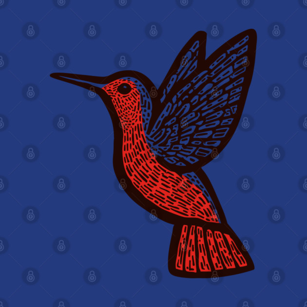 Hummingbird Linocut Art - Nature Lover Gift by TuncGK