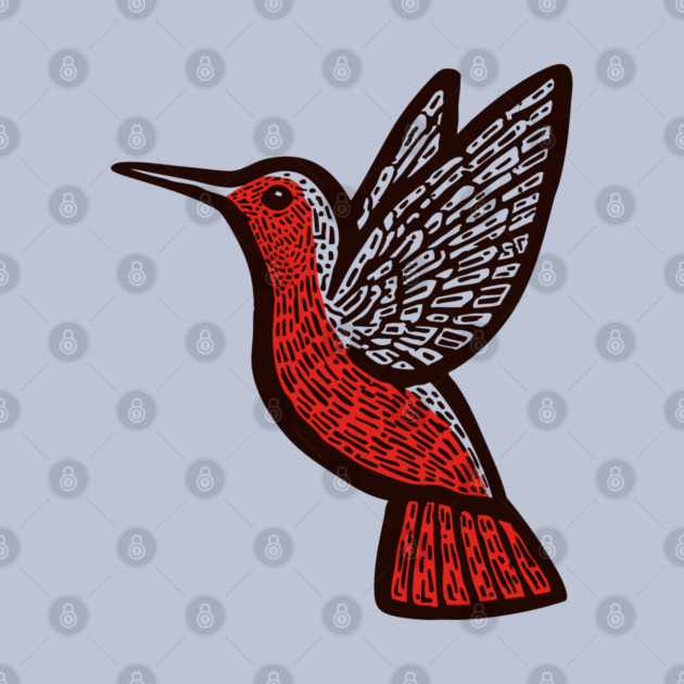 Hummingbird Linocut Art - Nature Lover Gift by TuncGK