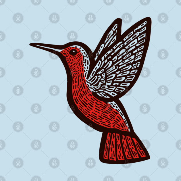 Hummingbird Linocut Art - Nature Lover Gift by TuncGK