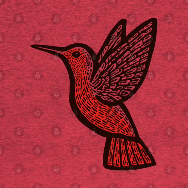 Hummingbird Linocut Art - Nature Lover Gift by TuncGK