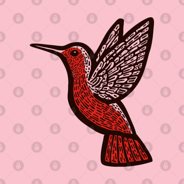 Hummingbird Linocut Art - Nature Lover Gift by TuncGK