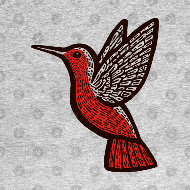 Hummingbird Linocut Art - Nature Lover Gift by TuncGK