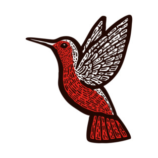 Hummingbird Linocut Art - Nature Lover Gift T-Shirt