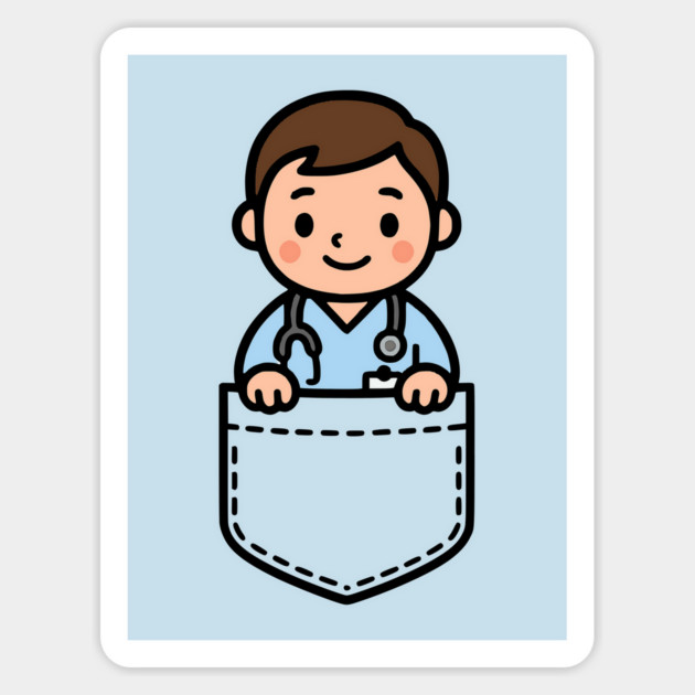 Cute Kawaii Male Nurse Pocket Cartoon Healthcare Medical Magnet by Yesteeyear