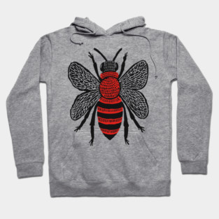 Bee Linocut Art - Nature-Inspired Gift Hoodie